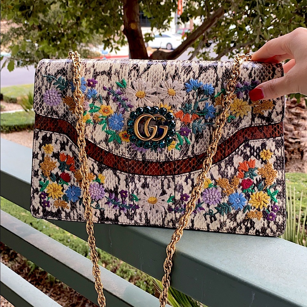 Gucci python large shoulder bag